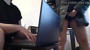 Intense Risky Office Masturbation