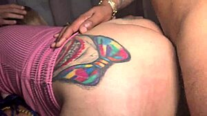 Three black guys fucking the blonde's pussy and ass