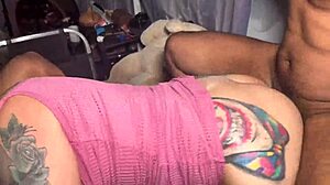 Three black guys fucking the blonde's pussy and ass