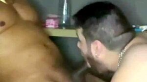 Black stepfather dominates chubby guy at window