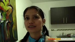 19yo petite Latina with braces struggles to fit big cock in rough action