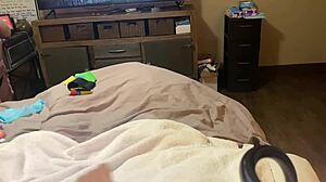 Girl In Lingerie Lets Guy Play With Dildo And Vibrator