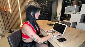 Sexy secretary asks for help, gets big dick.