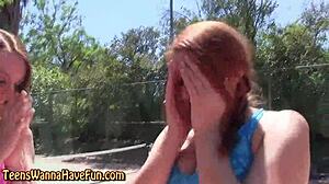 I felt the sting as the bendy real teen 18+ got spanked at the outdoor party.