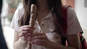 i, a teen with small breasts, played with guys' big hard thing with my mouth