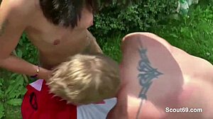 Father fucks stepdaughter in garden for allowance