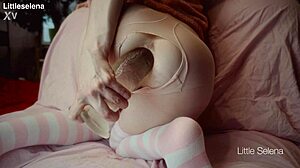 petite slut fists gaping asshole with huge toy close up