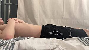 19 year old blonde girl gives blowjob to roommate