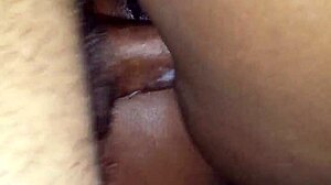 Having sex against the wall with her wet pussy