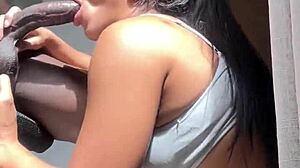 big booty brunette meets stepbrother for amateur fun