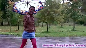 Tiny Tyler Strips In Public For Fingering