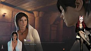 lara croft in ep 13 deepthroats a big cock with two fingers in her ass