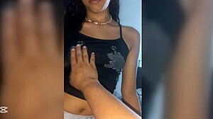 18-year-old girl with perfect tits sucks my fingers in real amateur homemade video