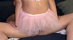 Riding dick with tutu skirt in narrow ass!