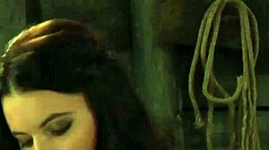 Lesbian slaves pleasuring each other while madame masturbates