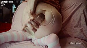 petite slut fists gaping asshole with huge toy close up