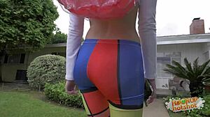 hey, alice march is a cute blonde who smiles while gagging on a huge cock