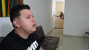 Chica gets fucked by plumber while husband watches football - part 2