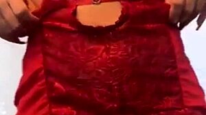 she wears red panties for anal fucking