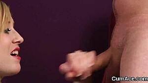 Naughty Stunner Gets Jizz Shot On Her Face Swallowing All The Ejaculate