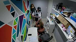 Blonde milf steals and sucks in shop