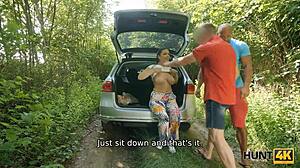 Gorgeous chick feels thrill getting naked next to hubby