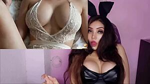 Rubia in lingerie gets filled with semen because she's so hot - masturbating with her