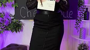 Sexy milf in coffee color stockings at nylon club