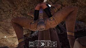 The ancient statue suddenly wakes up in the 3D hentai game and starts pounding Lara Croft's pussy rhythmically.