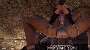 The ancient statue suddenly wakes up in the 3D hentai game and starts pounding Lara Croft's pussy rhythmically.