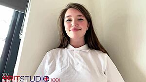 British Teen Sucks Cock In Polo Shirt!