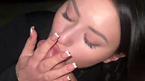 damn she gags hard on this big dose then swallows every drop in dorm!!