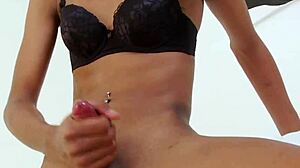 Ladyboy Jerks Cock Hard to Massive Cumshot