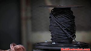 WHIPPED MASKED TATTOOED BDSM SUB BOUND DOMINATED WITH CLAMPS CLOSE UP!