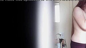 watching this big boobs blonde changing her massive tits