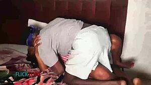 curvy ebony babe fingers her fat ass close-up on the bed