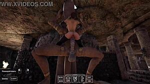 The ancient statue suddenly wakes up in the 3D hentai game and starts pounding Lara Croft's pussy rhythmically.