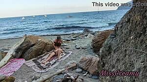 flashing pussy on beach guy fingers me to squirt publicly