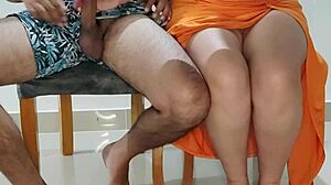 stepsister slut gets too hot at dinner with stepparents, they catch us but she keeps riding - homemade