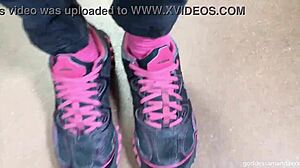 follow my sweaty socks and sneakers on this outdoor walk milf