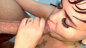 damn that hung stud's pounding the curvy latina's fat ass to her womb in pov anal