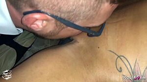 german party slut gets pussy licked by strangers outdoors