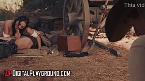 whoa vicki chase rides cowboy scott nails cowgirl style getting super slutty outdoors!