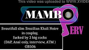 beautiful slim brazilian khali noire cosplay takes 3 cocks dap anal atm ob506