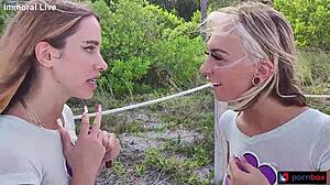 sugardaddy watches chloe temple's shaved pussy double penetrated in creampie foursome