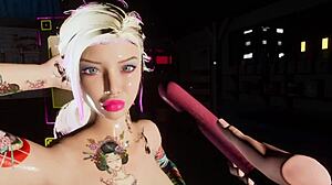 wanna check out that hot garage girl in cyberpunk vr sex game?