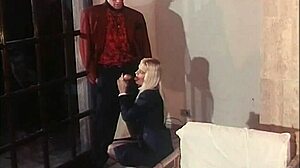 vintage blonde learns proper blowjob sucking techniques in antique retro hd restyling with hot cumshot finish