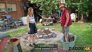 Daddy4k stepdaddy meeting turns hot outdoor pussy sex with young shaved blonde