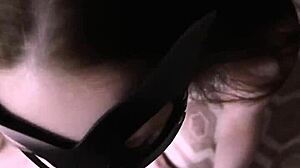 follower unloads cum covering mouth and shaved pussy