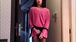 Asian Ladyboy Jerks Dick Flashes Woman Cums